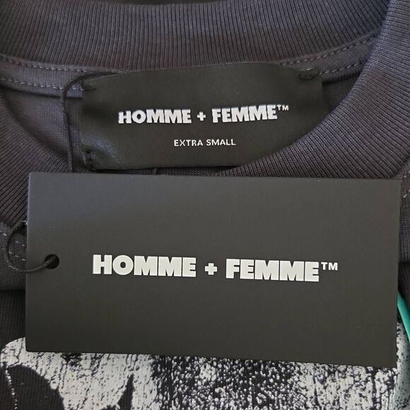 Homme+Femme T-Shirt Snow Bunny Cropped Tee Black XSmall - Picture 4 of 6